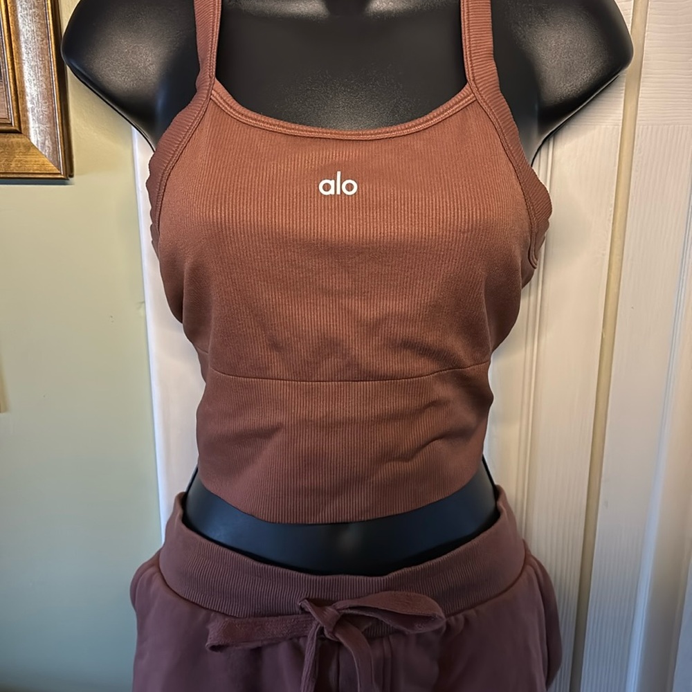 Alo Yoga Seamless Ribbed Favorite Bra Tank (Chestnut- CURRENTLY SOLD OUT)